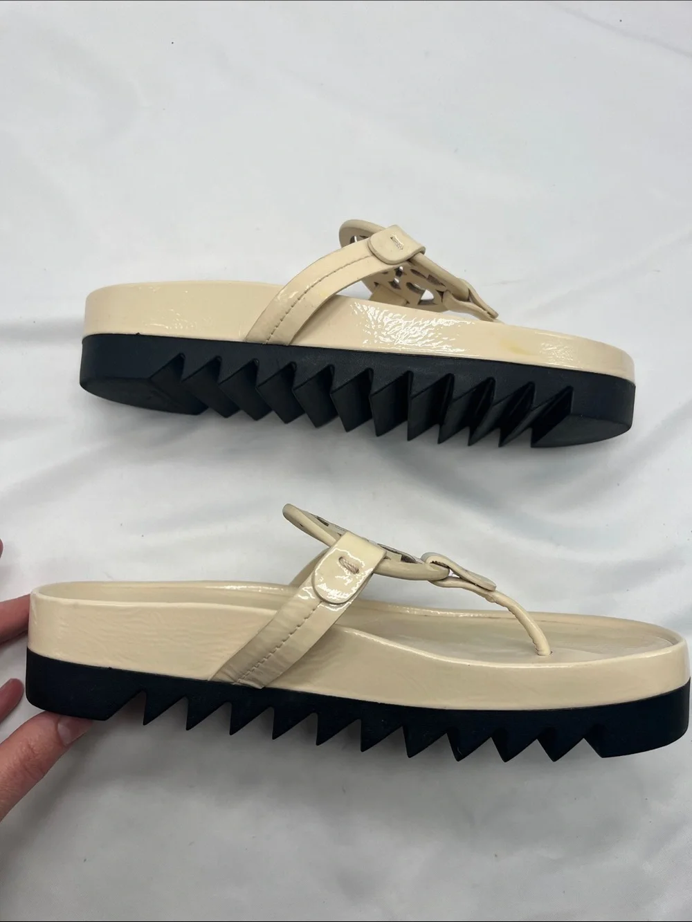 Tory Burch Cream Miller Cloud Lug Sandals